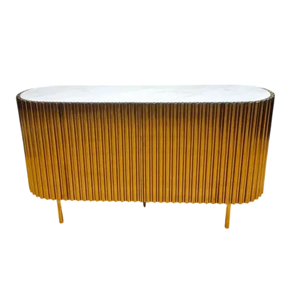 Vintage Golden Steel Sideboard with Marble Top