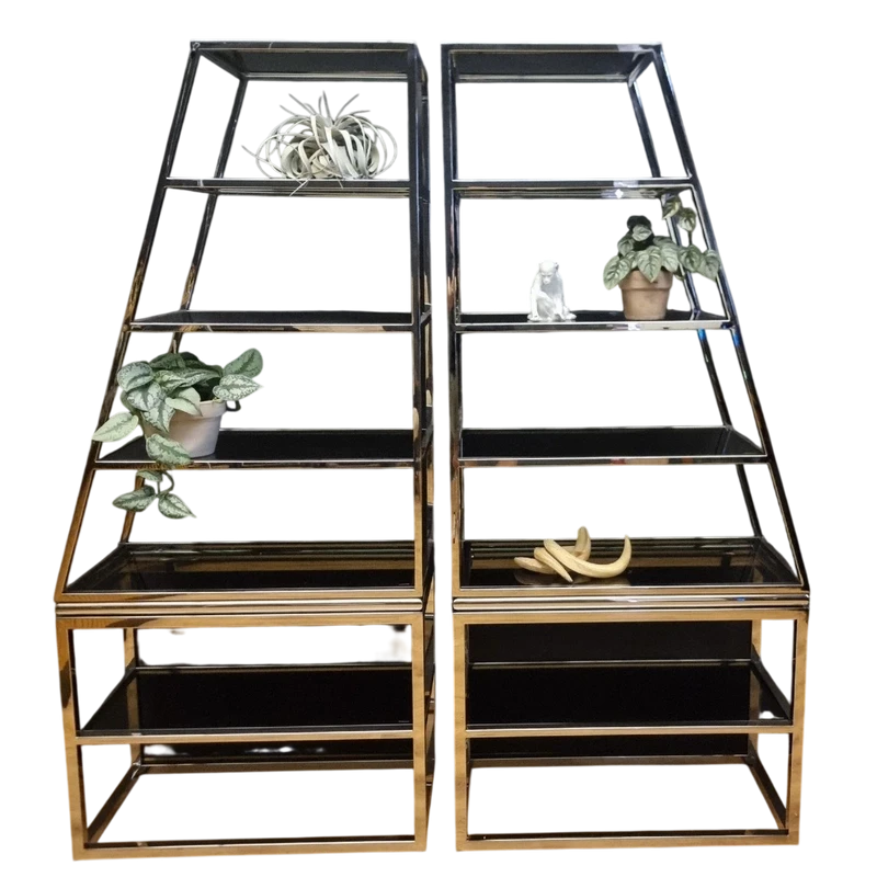 Élégante étagère vintage en acier chromé : style et fonctionnalité