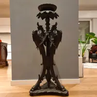 Tavolino da Appoggio in Legno Ebanizzato con Draghi: Un Tesoro dell'800