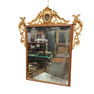 (2)Cornice Specchiera del 700 Luigi XVI con Cimasa Dorata Venezia