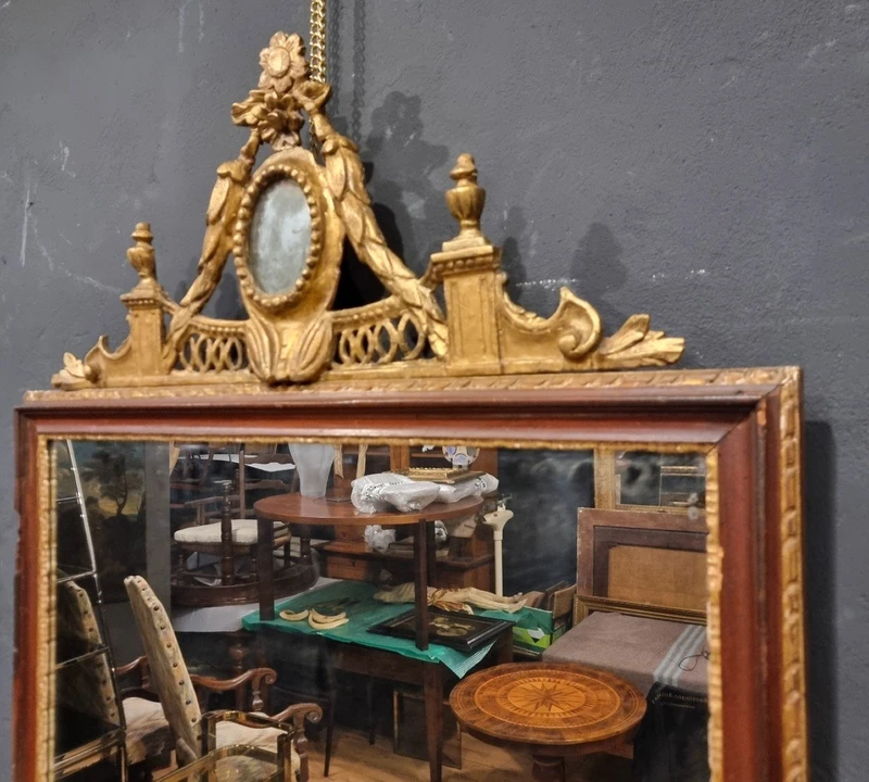 "(3)Cornice Specchiera del 700 Luigi XVI con Cimasa Dorata Venezia"