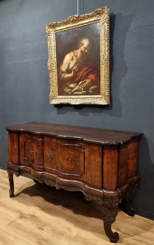 CREDENZA MOSSA LOMBARDA IN NOCE DEL 700