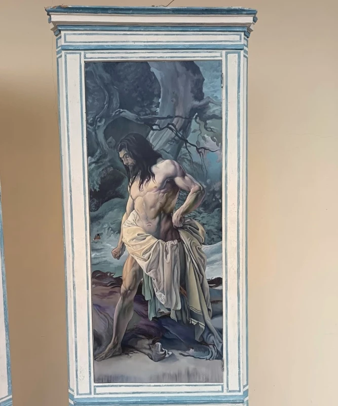 Coppia di Angoliere Lignee del 1850 da Palazzo Nobiliare con 4 Dipinti Hayez