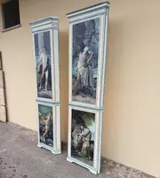 Coppia di Angoliere Lignee del 1850 da Palazzo Nobiliare con 4 Dipinti Hayez