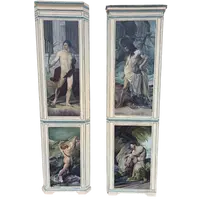 Coppia di Angoliere Lignee del 1850 da Palazzo Nobiliare con 4 Dipinti Hayez