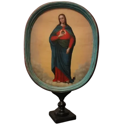 Processional banner oil on canvas from the 1800s Mary and Jesus