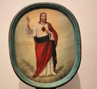 Stendardo da processione olio su tela dell’800 Maria e Gesù