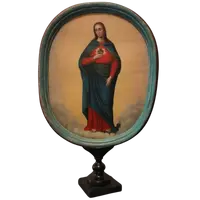 Stendardo da processione olio su tela dell’800 Maria e Gesù