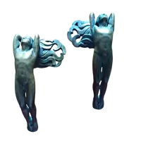 Pair of bronze handles in lost wax casting two naked men 1910