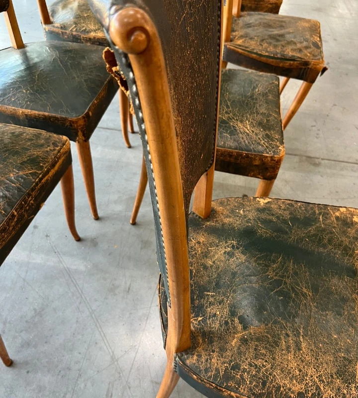 8 chairs leather seat 1930/40 Osvaldo Borsani