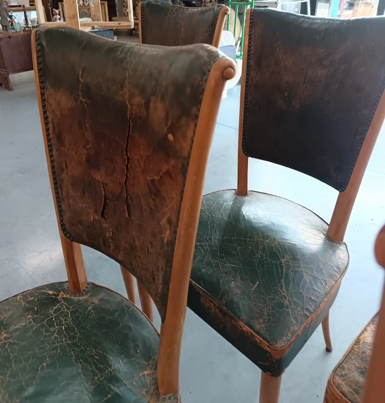 8 chairs leather seat 1930/40 Osvaldo Borsani