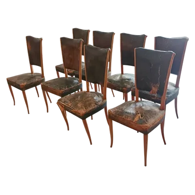 8 chairs leather seat 1930/40 Osvaldo Borsani