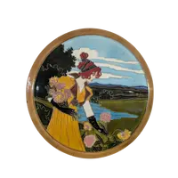 Art Nouveau decorative plate - Polychrome ceramic in relief
