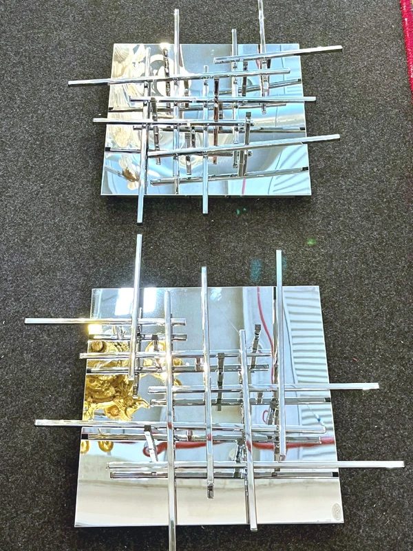 Coppia di plafoniere in acciaio Space Age anni 70