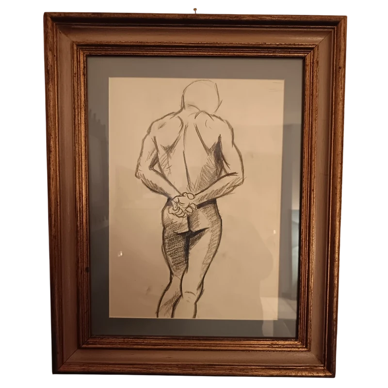 Coppia di disegni nudo uomo del 900
