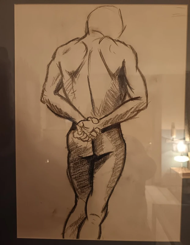 Coppia di disegni nudo uomo del 900
