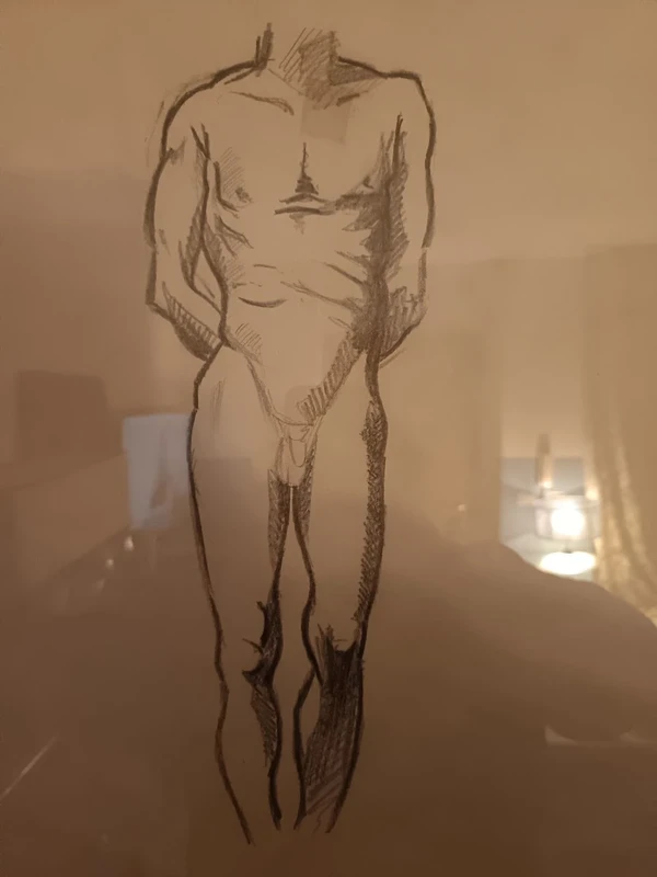 Coppia di disegni nudo uomo del 900