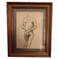 Coppia di disegni nudo uomo del 900