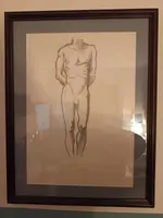 Coppia di disegni nudo uomo del 900