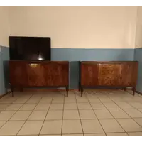 Coppia credenze Art Decò 1950 radica di noce