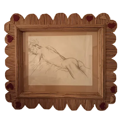Charcoal drawing 1920 nude man lying down