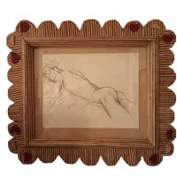 Disegno a carboncino 1920 uomo nudo disteso