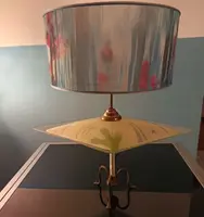 "Spaceship" lamp glass etched and decorated with constellations 1960s