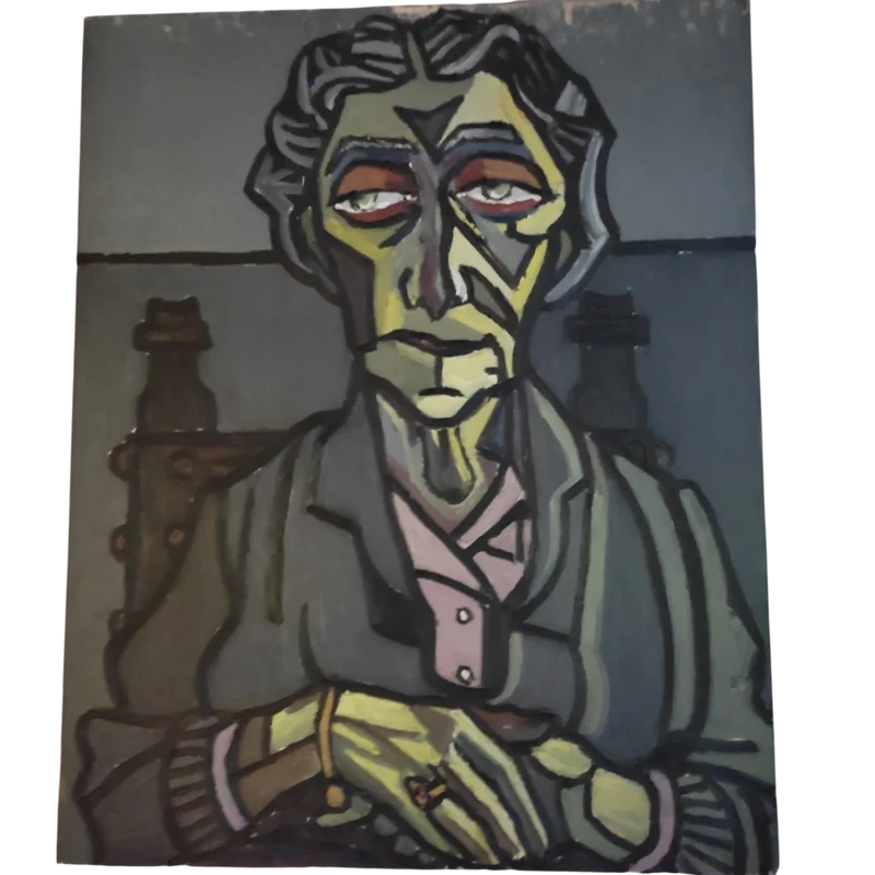 Olio su tela la zia Agata, Paolo Angeletti Barbieri 1968