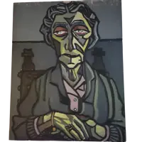 Olio su tela la zia Agata, Paolo Angeletti Barbieri 1968