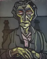 Olio su tela la zia Agata, Paolo Angeletti Barbieri 1968