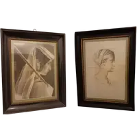 Coppia disegni a carboncino le donne 800 Francia