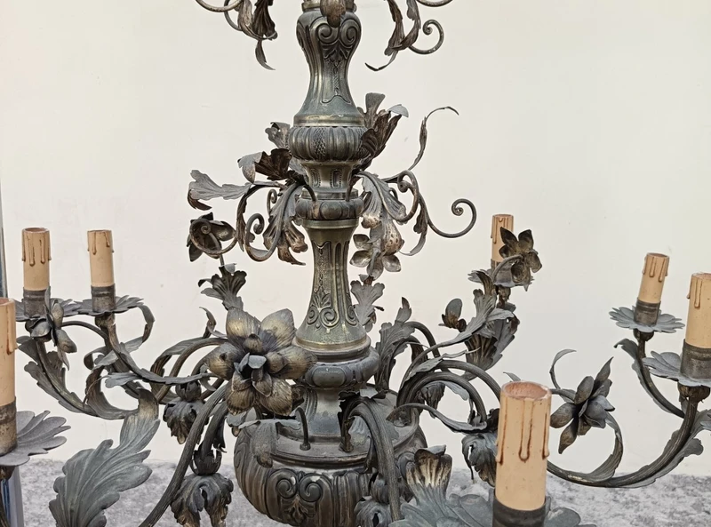 Pair of chandeliers 1850 silver copper sheet