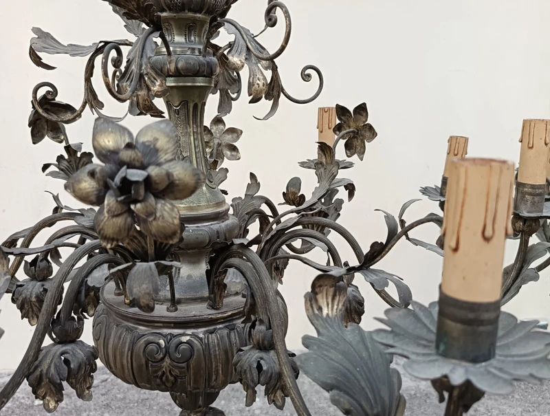 Pair of chandeliers 1850 silver copper sheet