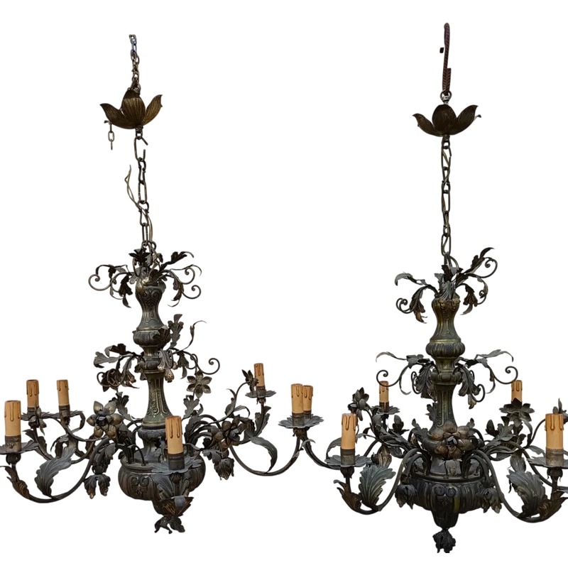 Pair of chandeliers 1850 silver copper sheet