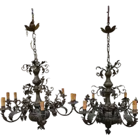 Pair of chandeliers 1850 silver copper sheet