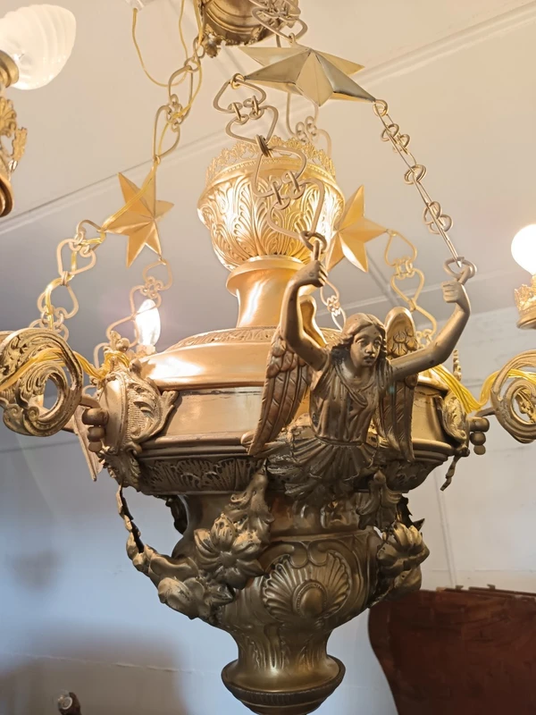 Bronze plate chandelier Italy 1850 rare