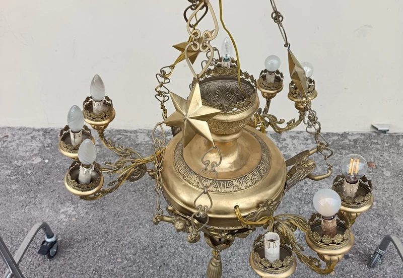 Bronze plate chandelier Italy 1850 rare