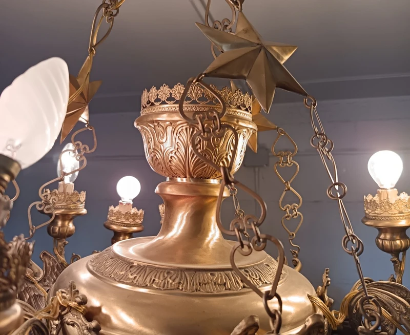 Bronze plate chandelier Italy 1850 rare