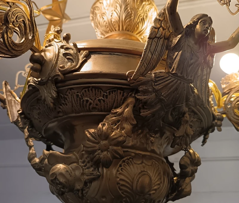 Bronze plate chandelier Italy 1850 rare