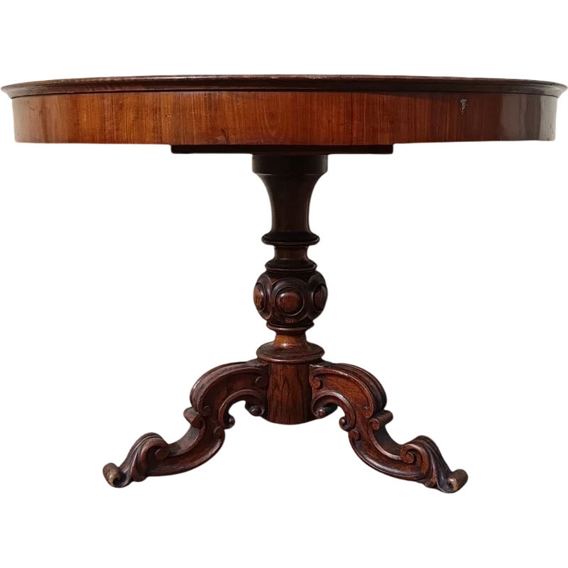 Round walnut table from 1850 Bologna