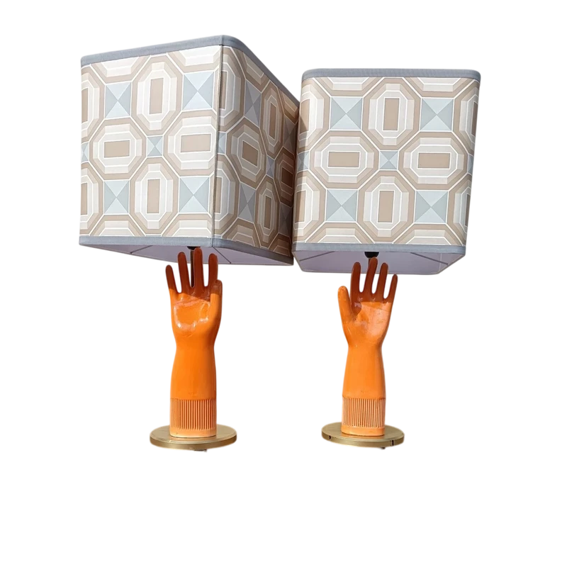 Coppia di lampade in ceramica 1950 guanto Pirelli