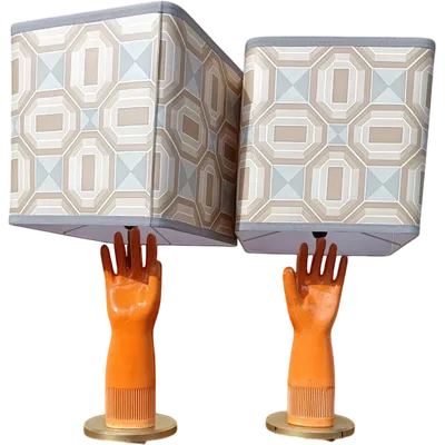 Pair of ceramic lamps 1950s Pirelli glove