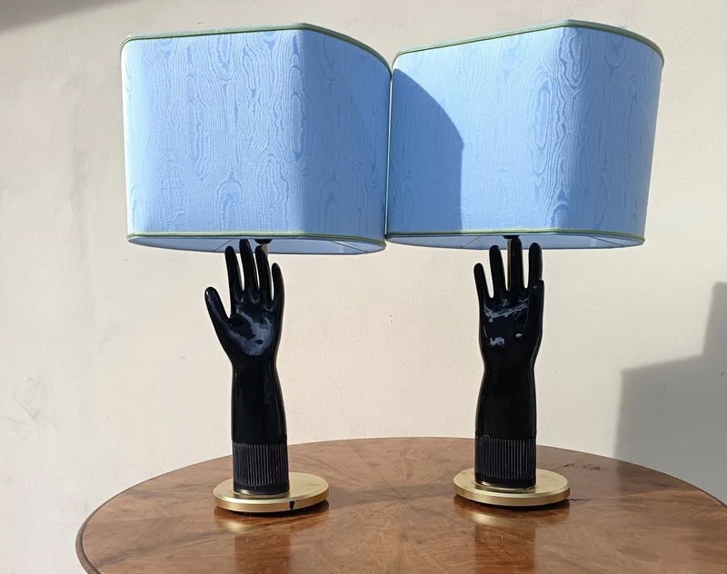 Coppia di lampade in ceramica 1950 guanto Pirelli