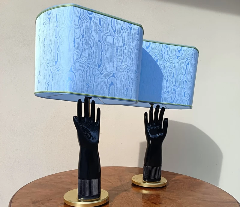 Coppia di lampade in ceramica 1950 guanto Pirelli