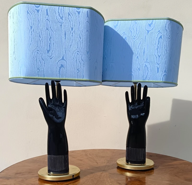 Coppia di lampade in ceramica 1950 guanto Pirelli