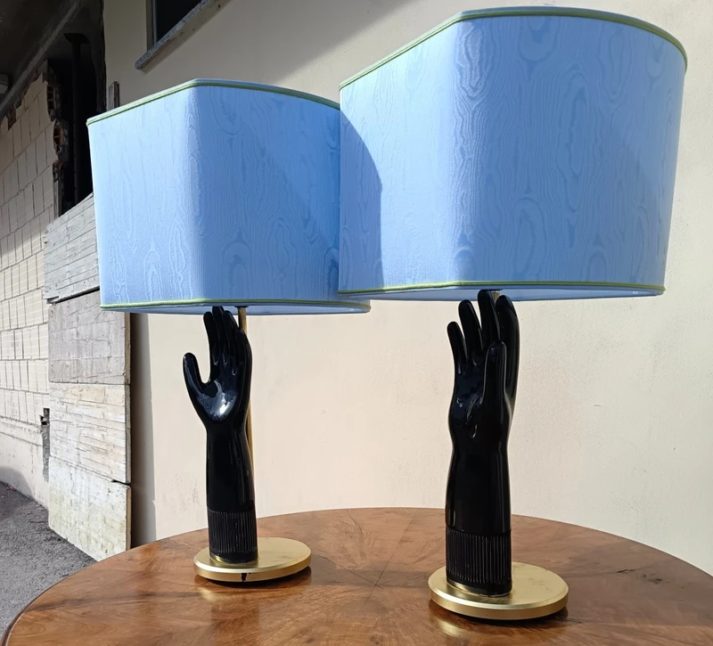 Coppia di lampade in ceramica 1950 guanto Pirelli