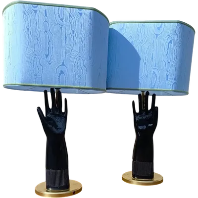 Pair of ceramic lamps 1950s Pirelli glove