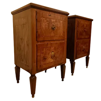 Pair of bedside tables 1790 Bolognese walnut