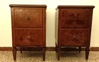 Pair of bedside tables 1790 Bolognese walnut