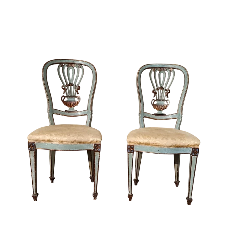 Pair of 18th-century lacquered baroque chairs